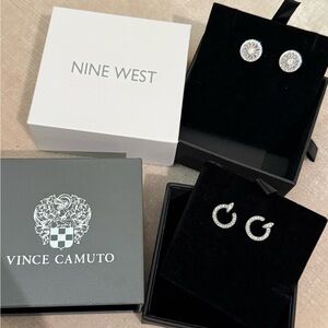 Brand New Vince Camuto and Nine West Silver Hoop and Stud Earring Bundle